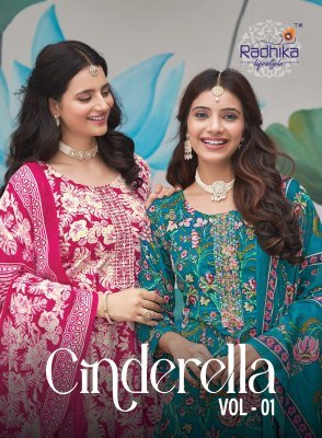 Radhika Lifestyle Cinderella Vol 1 Designer Anarkali Suit Top Heavy Pure Cotton with Embroidery, Pant And Dupatta Wholesale kurtis catalogs