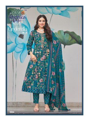 Radhika Lifestyle Cinderella Vol 1 Designer Anarkali Suit Top Heavy Pure Cotton with Embroidery, Pant And Dupatta Wholesale kurtis catalogs
