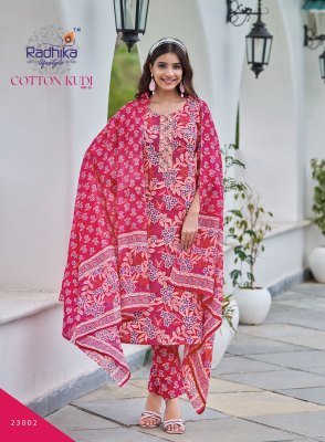 Radhika Lifestyle Cotton Kudi Vol 22 Elegant Printed Kurti Set with Embellished Pants And Dupatta Wholesale kurtis catalogs