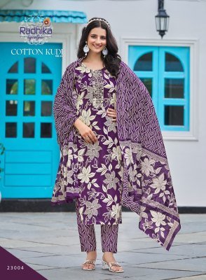 Radhika Lifestyle Cotton Kudi Vol 22 Elegant Printed Kurti Set with Embellished Pants And Dupatta Wholesale kurtis catalogs