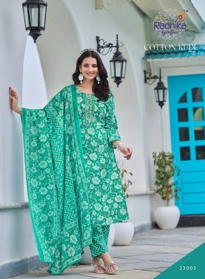 Radhika Lifestyle Cotton Kudi Vol 22 Elegant Printed Kurti Set with Embellished Pants And Dupatta Wholesale kurtis catalogs