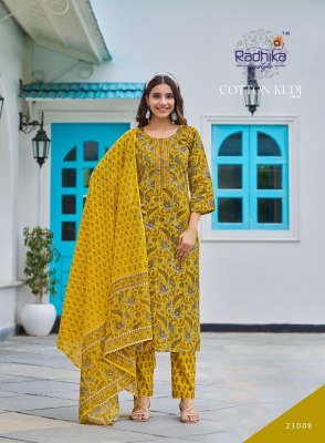 Radhika Lifestyle Cotton Kudi Vol 22 Elegant Printed Kurti Set with Embellished Pants And Dupatta Wholesale kurtis catalogs