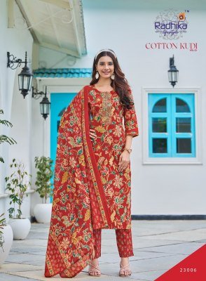 Radhika Lifestyle Cotton Kudi Vol 22 Elegant Printed Kurti Set with Embellished Pants And Dupatta Wholesale kurtis catalogs