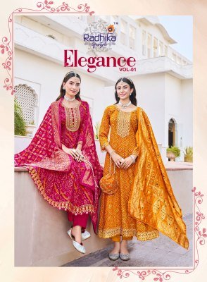 Radhika Lifestyle Elegance Vol 1 Embroidered Reyon Kurti  Anarkali Gown And Pant Set with Banarasi Jacquard Dupatta Wholesale Radhika Lifestyle