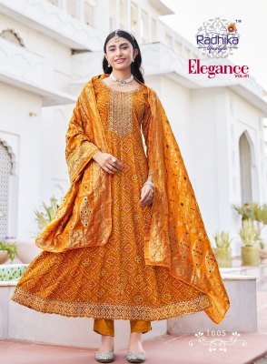 Radhika Lifestyle Elegance Vol 1 Embroidered Reyon Kurti  Anarkali Gown And Pant Set with Banarasi Jacquard Dupatta Wholesale gown catalogs