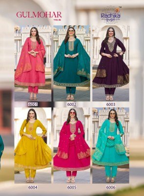 Radhika Lifestyle Gulmohar Vol 6 Roman Silk Anarkali Gown Set readymade suit catalogs