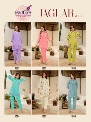 Radhika Lifestyle Jaguar Vol 1 Fancy Vertical Cord Set  Top And Pant Fabric with Embellished Work Wholesale co ord set catalogs