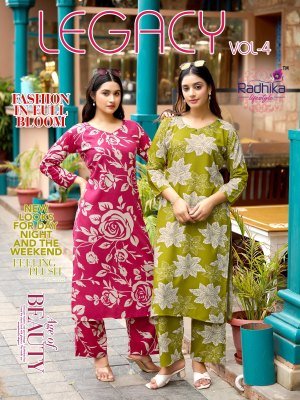 Radhika Lifestyle Legacy Vol 4 Premium Heavy Rayon Print Co Ord Set Wholesale  Radhika Lifestyle