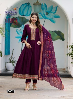 Radhika Lifestyle Mahek Vol 3 Designer Kurti Pant with Dupatta Vichitra Silk Embroidery Suit with Organza Jacquard Dupatta Wholesale kurti pant with dupatta Catalogs