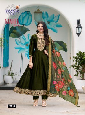 Radhika Lifestyle Mahek Vol 3 Designer Kurti Pant with Dupatta Vichitra Silk Embroidery Suit with Organza Jacquard Dupatta Wholesale kurti pant with dupatta Catalogs