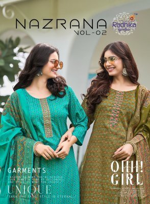 Radhika Lifestyle Nazrana Vol 2 Jam Satin Discharge Print Embroidered Top with Jam Satin Bottom  Modal Discharge Print  Dupatta Wholesale Radhika Lifestyle