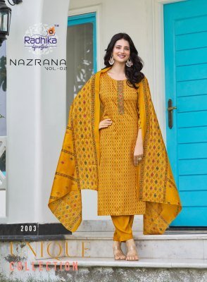Radhika Lifestyle Nazrana Vol 2 Jam Satin Discharge Print Embroidered Top with Jam Satin Bottom  Modal Discharge Print  Dupatta Wholesale kurtis catalogs