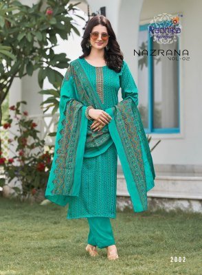 Radhika Lifestyle Nazrana Vol 2 Jam Satin Discharge Print Embroidered Top with Jam Satin Bottom  Modal Discharge Print  Dupatta Wholesale kurtis catalogs