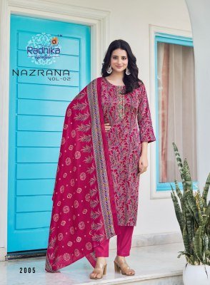 Radhika Lifestyle Nazrana Vol 2 Jam Satin Discharge Print Embroidered Top with Jam Satin Bottom  Modal Discharge Print  Dupatta Wholesale kurtis catalogs