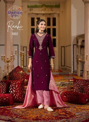 Radhika Lifestyle Rahii Vol 1 Rangeela Silk Embroidered Suit with Muslin Jacquard Dupatta for Wholesale kurti pant with dupatta Catalogs