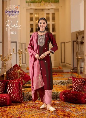 Radhika Lifestyle Rahii Vol 1 Rangeela Silk Embroidered Suit with Muslin Jacquard Dupatta for Wholesale kurti pant with dupatta Catalogs