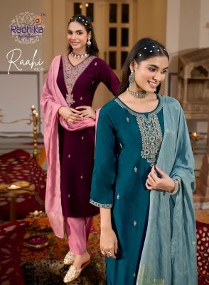 Radhika Lifestyle Rahii Vol 1 Rangeela Silk Embroidered Suit with Muslin Jacquard Dupatta for Wholesale kurti pant with dupatta Catalogs