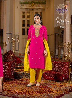 Radhika Lifestyle Rahii Vol 1 Rangeela Silk Embroidered Suit with Muslin Jacquard Dupatta for Wholesale kurti pant with dupatta Catalogs