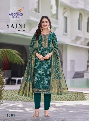 Radhika Lifestyle Sajni Vol 2 Embroidered Reyon Kurti Pant Set with Banarasi Jacquard Dupatta Wholesale  kurtis catalogs