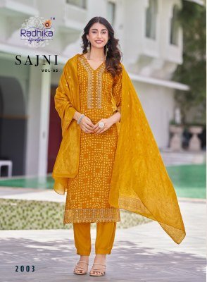 Radhika Lifestyle Sajni Vol 2 Embroidered Reyon Kurti Pant Set with Banarasi Jacquard Dupatta Wholesale  kurtis catalogs