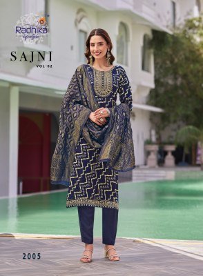 Radhika Lifestyle Sajni Vol 2 Embroidered Reyon Kurti Pant Set with Banarasi Jacquard Dupatta Wholesale  kurtis catalogs