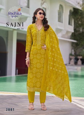 Radhika Lifestyle Sajni Vol 2 Embroidered Reyon Kurti Pant Set with Banarasi Jacquard Dupatta Wholesale  kurtis catalogs