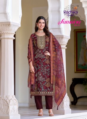 Radhika Lifestyle Samaira Vol 1 Kurti Pant And Dupatta Foil Print With Embroidery Work  Organza Print Dupatta Wholesale kurtis catalogs