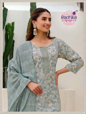 Radhika Lifestyle Siri Vol 4 Kurti Pant Dupatta set  Reyon capsule  foil print  and Chanderi Jacquard Dupatta Wholesale kurtis catalogs