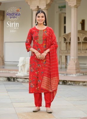Radhika Lifestyle Sirin Vol 3 Kurti Catalogs Vertican Foil Print Top And Pant with Embroidery Work and Dupatta Wholesale kurtis catalogs