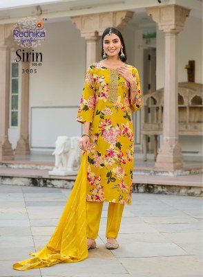 Radhika Lifestyle Sirin Vol 3 Kurti Catalogs Vertican Foil Print Top And Pant with Embroidery Work and Dupatta Wholesale kurtis catalogs