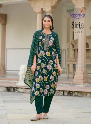 Radhika Lifestyle Sirin Vol 3 Kurti Catalogs Vertican Foil Print Top And Pant with Embroidery Work and Dupatta Wholesale kurtis catalogs