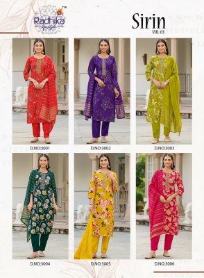 Radhika Lifestyle Sirin Vol 3 Kurti Catalogs Vertican Foil Print Top And Pant with Embroidery Work and Dupatta Wholesale kurtis catalogs