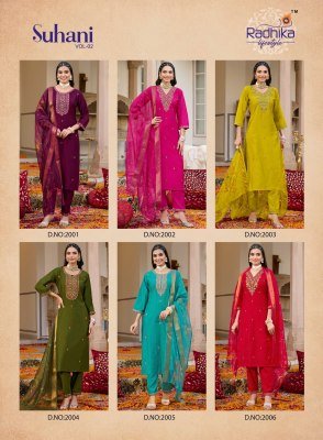 Radhika Lifestyle Suhani Vol 2 Kurti Pant with Dupatta Vertican Silk Organza Digital Print And Embroidery Work Wholesale kurti pant with dupatta Catalogs