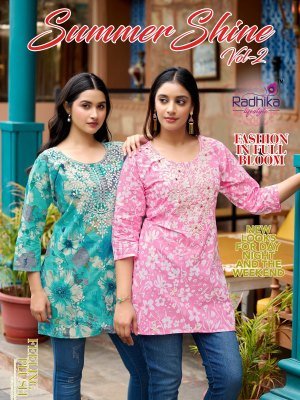 Radhika Lifestyle Summer Shine Vol 2 Pure Heavy Cotton Short Top with Lucknowi Embroidery Wholesale Radhika Lifestyle
