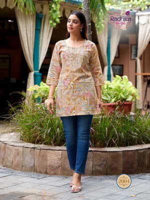 Radhika Lifestyle Summer Shine Vol 2 Pure Heavy Cotton Short Top with Lucknowi Embroidery Wholesale kurtis catalogs