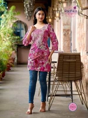 Radhika Lifestyle Summer Shine Vol 2 Pure Heavy Cotton Short Top with Lucknowi Embroidery Wholesale kurtis catalogs
