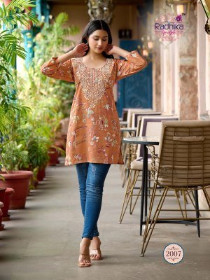 Radhika Lifestyle Summer Shine Vol 2 Pure Heavy Cotton Short Top with Lucknowi Embroidery Wholesale kurtis catalogs