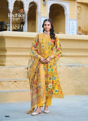 Radhika Lifestyle Takshiv Vol 1 Vertican Print Top with Embroidery And Organza Jacquard Dupatta Wholesale Ethnic Set kurti pant with dupatta Catalogs