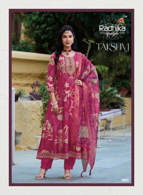 Radhika Lifestyle Takshiv Vol 1 Vertican Print Top with Embroidery And Organza Jacquard Dupatta Wholesale Ethnic Set kurti pant with dupatta Catalogs