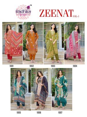 Radhika Lifestyle Zeenat Vol 1 Heavy Pure Cotton Digital Print Suit Set with Hand Work Top, Pant And Dupatta Wholesale kurtis catalogs