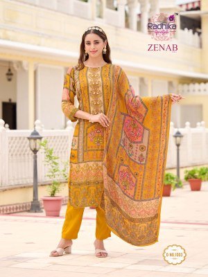 Radhika Lifestyle Zenab Vol 1 Pure Crepe Kurti Pant with Dupatta Handwork Designer Suit Wholesale kurtis catalogs