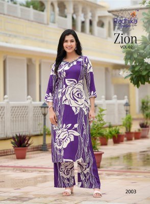 Radhika Lifestyle Zion Vol 2 Premium Rayon Co ord Set with Handwork And Foil Print Wholesale co ord set catalogs