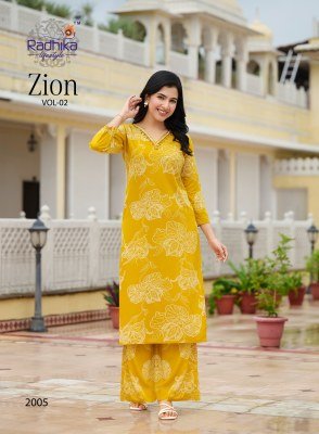 Radhika Lifestyle Zion Vol 2 Premium Rayon Co ord Set with Handwork And Foil Print Wholesale co ord set catalogs