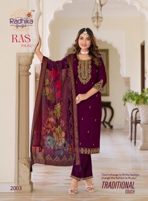 Radhika Raas Vol 2 Kurti Pant Dupatta Set Wholesale Price  readymade suit catalogs