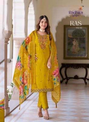 Radhika Raas Vol 2 Kurti Pant Dupatta Set Wholesale Price  readymade suit catalogs