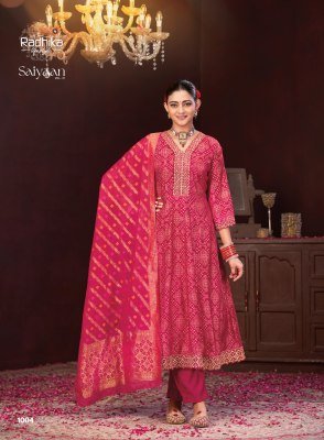 Radhika Saiyaan Vol 1 Kurti Pant with Dupatta Berlin Silk Embroidered with Jacquard Banaras Dupatta Wholesale kurti pant with dupatta Catalogs