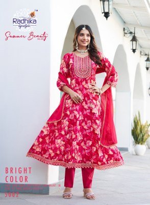 Radhika Summer Beauty Vol 5 Inspired Heavy Cotton Foil Print Embroidered Anarkali Gown Pant with Chinon Dupatta And  Lace Detailing Wholesale  kurtis catalogs