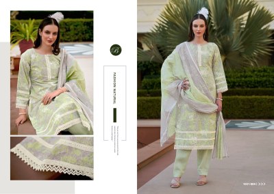 Raha by Belliza Pure Cotton Digital printed lace work dress material catalogue at low price salwar kameez catalogs