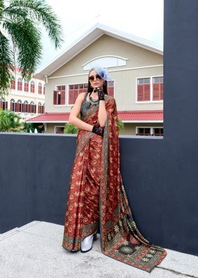 RajPath Fabrics Next Generation Pure Satin Silk Ajrakh Print Saree  sarees catalogs