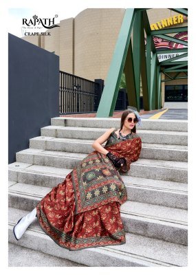 RajPath Fabrics Next Generation Pure Satin Silk Ajrakh Print Saree  sarees catalogs